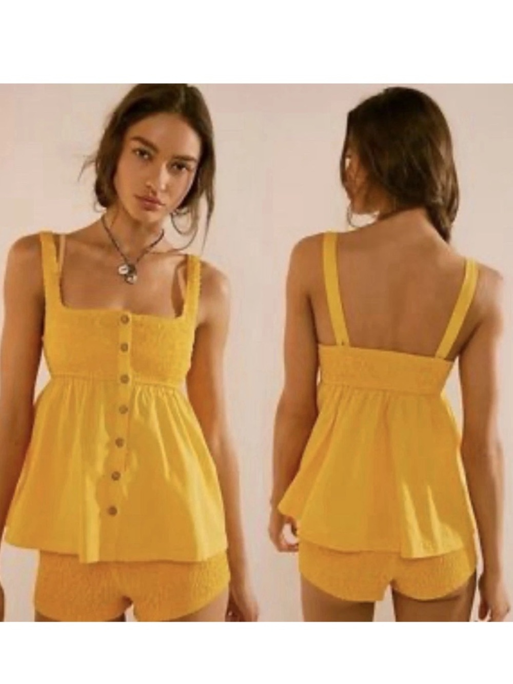🆕 Free People Zola Tank Top Shorts Two Piece Set Citrus Ave Small